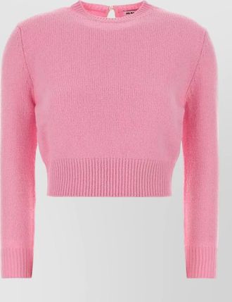 Jil Sander wool blend sweater cropped ribbed cuffs hem