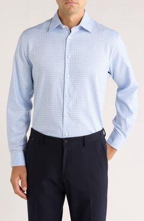 Nordstrom Traditional Fit Check Premium Non-Iron Cotton Dress Shirt in Blue Paolo Grid at Nordstrom Rack, Size 17.5 - 32/33