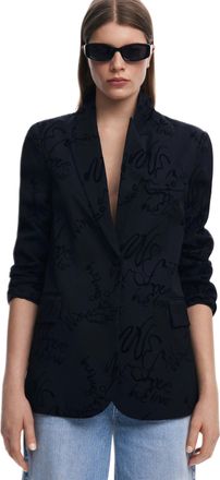 Desigual Long Beach Black Lettering Blazer Jacket 25SWEW22