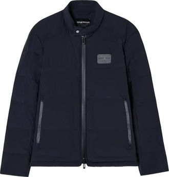 Emporio Armani padded logo patch jacket - Blue