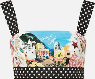 Dolce & Gabbana Capri polka-dot printed cotton bra top
