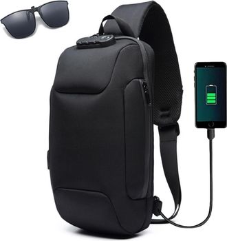 Generic Anti Theft Crossbody Bag, Waterproof Chest Daypack with USB Charging Port, Versatile Satchel with Adjustable Strap for Men