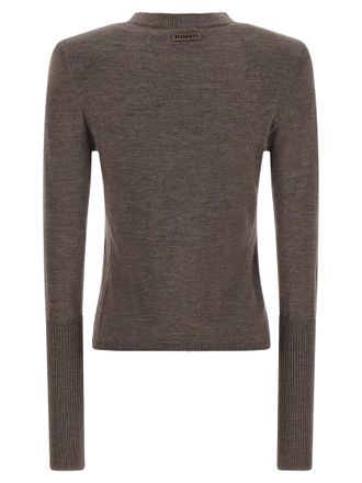 Pinko Merino Wool with Padded Shoulders Sweater - Brown
