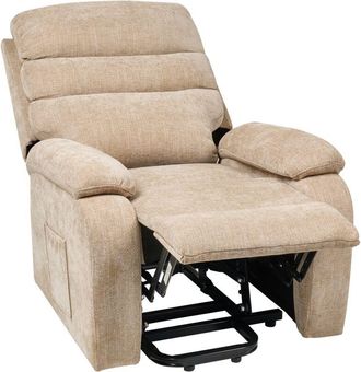 Beliani Beliani - Modern Fabric Electric Recliner Upholstered Lift Armchair Footrest Magazine Holder Beige Rise