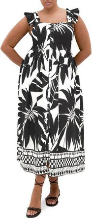 City Chic Mirage Print Maxi Dress in Island Oasis Bdr at Nordstrom, Size Xxxs