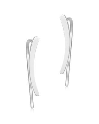 Adornia Adornia Rhodium Plated Curved Climber Earrings