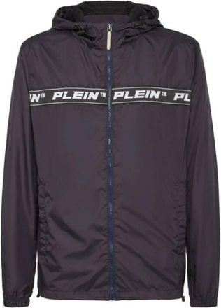 Philipp Plein Navy Blauw Nylon Windbreaker Hooded Jas - Heren - Zomerjassen - Blauw - S - Nylon - Jassen
