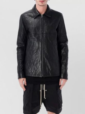 Rick Owens brad leather jacket concealed zip pocket