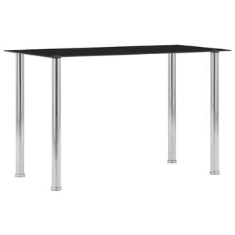 Berkfield Home Dining Table Black 120x60x75 cm Tempered Glass | Size: 120 x 60 x 75 cm