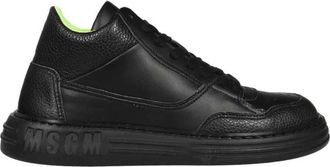 Msgm Sneakers met ronde neus en veters - Heren - Sneakers - Zwart - 40 EU - Leer - Schoenen