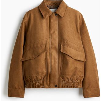 H&M Napped Jacket in Dark Beige at Nordstrom, Size Xx-Small