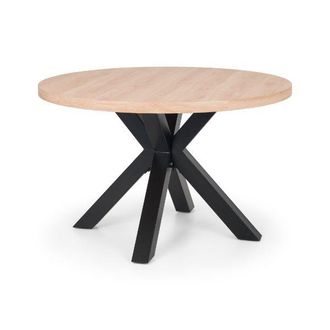 Julian Bowen Berwick Dining Round Table 1.2m Oak & Black - Julian Bowen | TJ Hughes