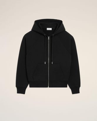 Ami Black Cotton Embossed Ami De Coeur Zipped Hoodie Black - XXXL - Unisex