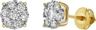 LuvMyJewelry Arc 14K Yellow Gold Cluster Lab Grown Diamond Unisex Earrings - 0.33 Cts