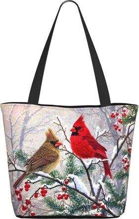 AOOEDM Christmas Snow Red Bird Ladies Shopping Bag 13x11x7in.The Perfect ValentineS Day Gift.It Is The Best ValentineS Day Gift For Mom, Daughter, Wife,Etc