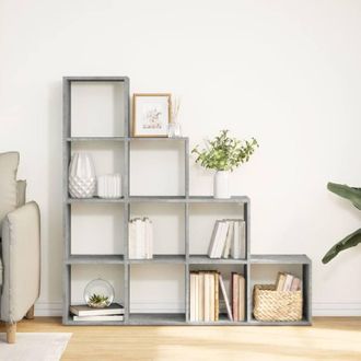 Berkfield Home Room Divider Bookcase 4-Tier Old Wood 143.5x29x143.5 cm Wood in Grey