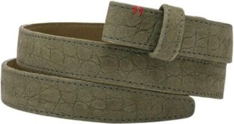 CLARIS VIROT Grijze Parel Krokodil Baby Riem - Dames - Riemen - Groen - S - Leer - Accessoires
