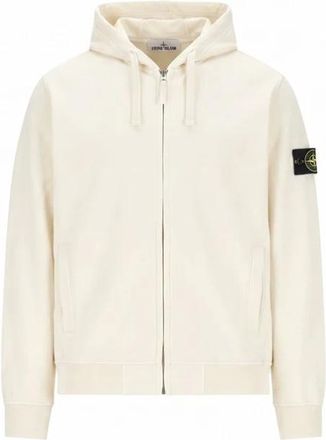 Stone Island Hoodies & sweatvesten, Heren, Wit, S, Katoen, Full Zip Hoodie