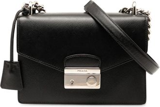 Prada Borsa a tracolla Lux Sound Lock in pelle Saffiano 2010-2025 - Nero