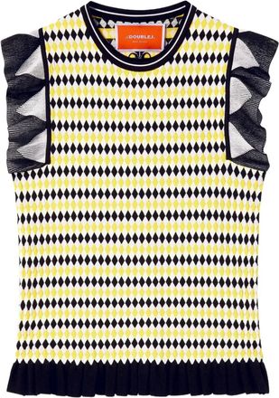 La DoubleJ Top Checkers con ruches - Giallo