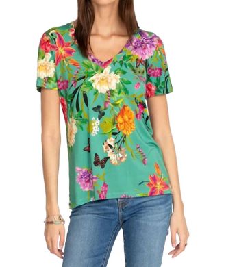 Johnny Was Panya Favorite Short Sleeve V-Neck Tee In Multi