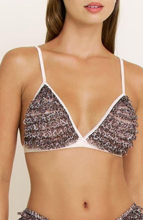 Honeydew Intimates Rumba Ruffle Triangle Bralette in Caramel Leopard at Nordstrom, Size X-Small