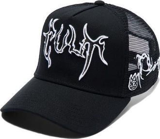 Cult of Individuality Raven Logo Trucker Hat in Black at Nordstrom