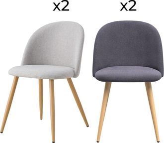 Rendez-Vous Déco Pack de 4 sillas de tela gris oscuro y gris claro