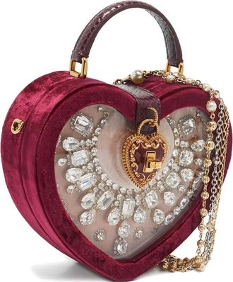 Dolce & Gabbana Hartvormige shopper verfraaid met kristallen - Rood