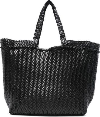 Dragon Diffusion Tote Bags, female, Black, Size: ONE SIZE Black Woven Leather Tote Bag