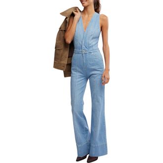 Free People Stratus Cutout Denim Jumpsuit in Main Character at Nordstrom Rack, Size X-Large