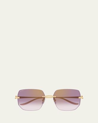 Cartier Rimless Metal Butterfly Sunglasses