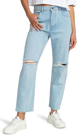 Roxy Straight-Jeans ROXY Fresh Way Mid, Damen, Gr. 26 (XS), blau (light blau), Obermaterial:100% Walkfrottier;, Jeans Straight-Jeans