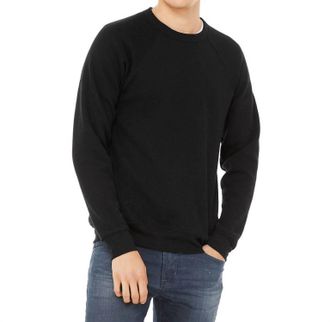 Bella + Canvas Unisex Sponge Fleece Raglan Crewneck Sweatshirt In Black