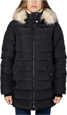 Only Gewatteerde Bontkraag Jas - Dames - Gewatteerde jassen - Zwart - S - Polyester - Jassen