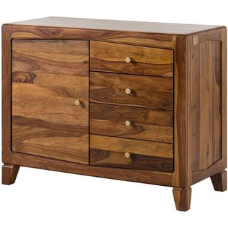 Massivmoebel24 ANCONA 115 Com&ograve; in legno di sheesham - laccato / marrone 100x45x80