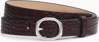 Rag & Bone Womens Mini Audrey Leather Belt In Bordeaux Croc