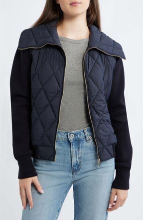 Bernardo Mixed Media Knit & Quilted Jacket in Navy at Nordstrom, Size Xx-Large