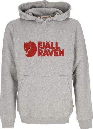 Fj&auml;llr&auml;ven Logo Hoodie Grijs Melange Lange Mouw - Heren - Hoodies - Grijs - S - Katoen - Hoodies & sweatvesten