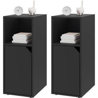 Woltu 2x Comodino con cassetto 25x35x62cm Nero - Woltu