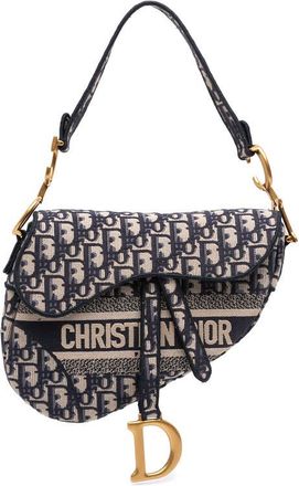 Dior Pre-owned Dior Oblique Embroidered Canvas Saddle Bag Ladies U7CL1DIU17GR19PR