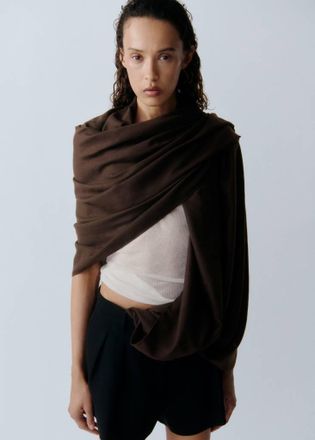 Mango Foulard bordi sfilacciati cioccolato - Donna - Taglia unica - MANGO
