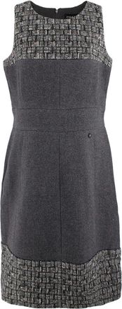 Chanel Grey Tweed Sleeveless Shift Dress Size M