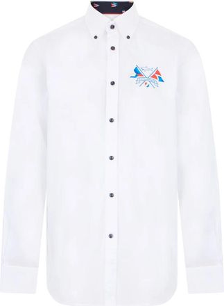 Paul & Shark Heren overhemd met button-down kraag - Heren - Casual Overhemden - Wit - 2XL - Katoen - Overhemden