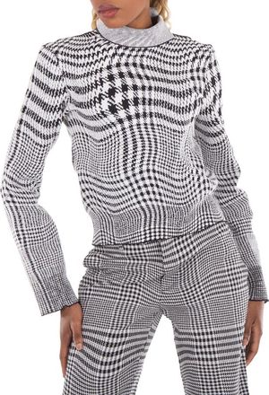 Burberry Warped Pattern Print Knitted Sweater, Size X-Large