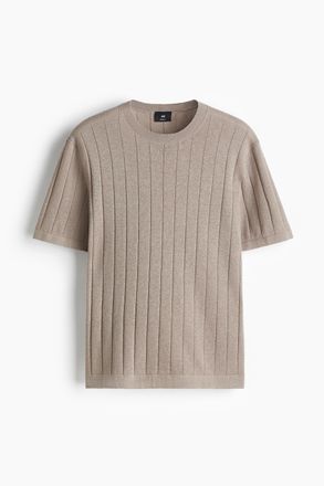 H&M Gestricktes T-Shirt in Regular Fit - Beige