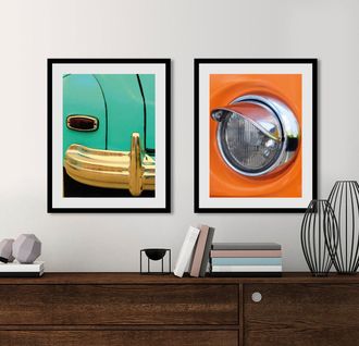 Queence Bild »Halogen« Auto Fahrzeuge 1 Stk. tlg. HD Premium Poster-Druck inkl. Holzrahmen