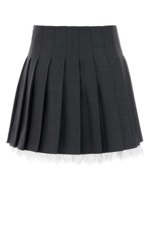 Self Portrait Womens Dark Grey Twill Mini Skirt Gonne