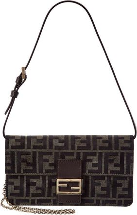 Fendi Fendi Tube Ff Jacquard & Leather Wallet On Chain