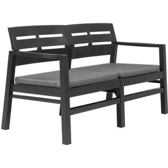 vidaXL Banco De Jard&iacute;n 2 Plazas Con Cojines 133 Cm Pl&aacute;stico Gris Vidaxl